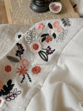 Vintage French Large Lace Ruffles Floral Embroidery Linen Cotton Bedding Set Duvet Cover Flat/Fitted Bed Sheet Pillowcases 4Pcs