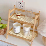 Countertop Organizer 2 Layer Coffee Cup Holder Multipurpose Bamboo Storage Shelf for Hotel Apartment Dressing Table Shelf Home