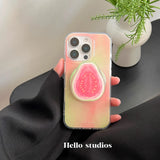 Korean Cute Guava Magnetic Grip Tok Griptok Phone Stand Holder Phone Case for iPhone 17 16 15 14 13 Pro Max For Magsafe Cover