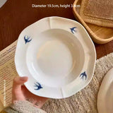 Swallow Oval Plates High-end Household Ceramic Serving Plate Ins White Breakfast Tray Retro Afternoon Tea Dessert Tableware