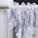 1PC Leaf Embroidered Lace Sheer Curtain, Double Layer Arch Design, Breathable Light Filtering For Kitchen Bedroom Living Room