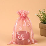 50Pcs/Lot Flower Organza Drawstring Pocket Candy Jewelry Pouches Packaging Gift Bags Birthday For Wedding Party Christmas Favors