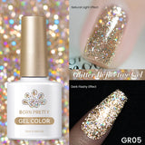 Reflective Glitter Gel Nail Polish Sliver Champagne Sparkling Sequin Semi-permanent Varnishes Soak Off Nail Art Deco
