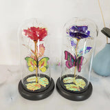 Gift Floral Rose Flowers Glass Rose Lighted Artificial Roses For Anniversary Romantic Gift Valentine'S Day
