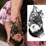 1 Sheet Compass Flower Temporary Tattoos For Women Men Adults Skull Lion Owl Tattoo Sleeve Sticker Black Fake