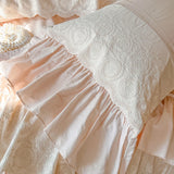 Luxury Princess Style Pink 100% Cotton Bedding Set Ruffles Bed Cover Set Soft Comforter Cover Set Bed Sheet Pillowcases 4Pcs