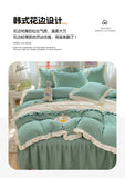 Princess Style Girls Bedding Set Ruffle Duvet Cover With Lace Korean Four Piece Set Quilt Cover Pillowcase Wedding Bedroom Decor