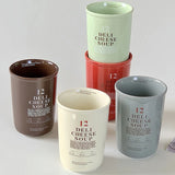 400ml Korean Style Ceramic Water Cup Ins Style Letter Juice Drinkware Exquisite Round Hand-held Mug Household Casual Coffee Cups
