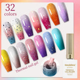 16 Colors of Thermochromic Gel Nail Polish - Trendy Autumn/Winter Thermochromic Gel Nail Polish with LED Gloss and Shine for a S