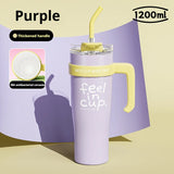 1200ml Large-Capacity Insulated Cup with a Antibacterial ceramic Inner Liner and an Attached Straw，car cup，water bottle