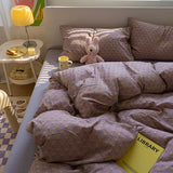 New Type A Aerobic Double Yarn Quilt Cover Knitted Cotton Printed Four-piece Duvet Set Skin Friendly Breathable Bedding