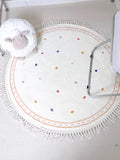 Tassel Round Living Room Large Area Carpets Cute White Children's Carpet Spotted Pattern Girl's Bedroom Rug Plush Soft Rugs 양탄자