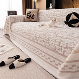 Thick Velvet Sofa Cover for Autumn and Winter Jacquard Living Room Anti Slip Sofa Towel Versatile Anti Cat Scratch Home Decor