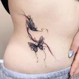 English Calligraphy Spine Tattoo Sticker Temporary Tattoo Waterproof Long Lasting Ins Style Back Line Art Body Decal for Women M