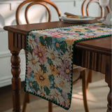 Jacquard Embroidered Table Runner Countryside Flowers Table Reusable Decor Home Kitchen Table Dining Runners Party Decorations