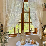 French Curtains Lace Gauze for Living Room  Cream Retro Wavy Edge Bedroom Bay Window Girl Embroidery Curtain Door Decor Custom