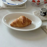 Ele Oval Cerc Plate Ins Sle Milk White for Restaurant Pastries Salads Fruits Pasta Multi Functional Diware