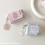 Leather pink blue ink-splash wireless headset case for apple airpods pro2nd 3 pro 1 2 charging box cute puppy pendant summer