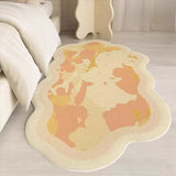 Bedroom Bedside Rug Soft Comfortable Fluffy Faux Cashmere Carpet Modern Style Moss Flower Pattern Irregularly Shaped Floor Mat