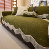 Vintage Tassels Sofa Cover, 2, 3, 4 Seater, Armchair Couch Slipcover, Non-slip, Chenille Furniture Protector, L Shape