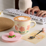 Creative Coffee Mug with Tulip Flower Design Ceramic Cup for Women Aesthetic Ins Style Breakfast Cup