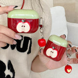 Korea New 3D Red Apple Cute Soft Shockproof Protection Cover Case For AirPods 1 2 3 Pro 3nd Pro 2 2nd Earphone Accessories