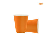 Solid Orange Disposable Tableware Set Paper Plates Cups Napkins Tablecloth For Fall Thanksgiving Halloween Birthday Party Decor