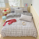 Cartoon Style Bedding Set Pink Colo Cute Cat Printed Bed Sheet Sets Washed Cotton Bed Set Single/Queen King Size Bedding Sets