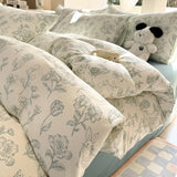 Korean Bow Bedding Sets For Girls 2025 New Duvet Cover Set Queen Full Size Flat Bed Sheet Quilt Cover Pillowcase Kawaii