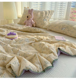 A-Class Summer Quilt Double Layer Non-Cotton Soft Air Conditioning Cooling Quilt Student Dormi Single Double Person Thin Quilt