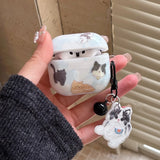 Cartoon Lovely Black White Cat Smooth Silicone Protection Case for AirPods Pro 2 for AirPods 1 2 3 4 Headset Cover Cute Pendant