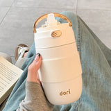 380ml Women's Small Thermal Water Bottle With Handle,Double-layer Stainless Steel Vacuum Flasks,Drinking set,Pocket Thermos Cup