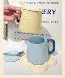 Nordic Style Solid Ceramic Cup Creative Wood Grain Handgrip Cups Household Cute Breakfast Milk Mug Fashion Office Coffee Mugs