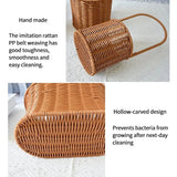 Willow Rattan Bride Flower Basket Picnic Container with Handle Picnic Weaving Basket Hand-Woven Flower Arrangement Basket