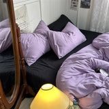 Duvet Cover Set New School Season Student Three PIECE Set Ins Style Solid Color Double Panel Washing Cotton Comforter Set