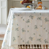 Rectangle White Lilac Tablecloth Boho Farmhouse Table for Cover Wedding Birthday Baby Party Shower Dinner Table Retro Decoration