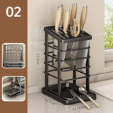 Stainless Steel Knife Holder Space Saving Knife Rack with Slots Storage Rack Multi-Function Knife Holder Storage Rack Dish Rack