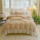 Vintage French Lace Ruffles 100% Cotton Double Yarn Soft Comfortable Bedding Set Duvet Cover Bed Sheet/Fitted Sheet Pillowcases