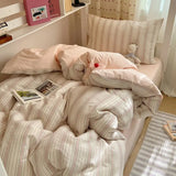 Beddings Sets Cotton Plaid Bedroom Bedding Set White Dormitory Student Bed Linen Set Twin Size Bedding on Offer Sheet Queen King