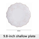 Retro Ceramic Dining Plates, Off White Bowls, Handmade Relief Printing, Household Trays, Tableware Set, Kitchen Uten