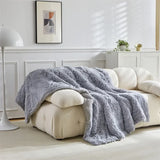 Double Mink Fleece Lamb Fleece Cotton Blanket Coral Fleece Ice Cream Long Hair Blanket Solid Color Simple Sofa Blanket
