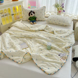 Korean Style Summer Cool Quilt For Girl Skin-friendly Washed Cotton Air Conditioning Quilt Breathable Soft Blanket Home Textiles