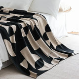 Nordic Geometric Throw Blanket Knitted Sofa Cover Home Decorative Cover Luxury Nap Bed Blanket Black And Coffee Soft Shawl Warm
