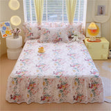 1PC 100%Cotton Bed Skirt Queen/King Size Floral Printed Bed Sheet with Ruffles falda de cama Full Size Bed Skirt for Single Bed