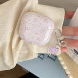 new earphone case for apple airpods pro 2 charging box protection cover purple flower fall prevention keychain for airpods 4 3 2