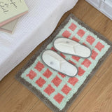 Cute Plaid Soft Tufted Carpet Ant-slip Rug Floor Mats Bathroom Absorbent Bathroom floor mat plush carpet toilet non-slip