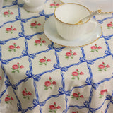 French Romantic Tablecloth Butterfly Knot Rose Printed Pure Cotton Tablecloth Lace Lace Dustproof Cover Towel Home Decoration