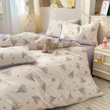 Ikeehome  100% Cotton 4-Piece Duvet Cover Set (1 Duvet Cover 2 Pillowcases 1 sheet), Minimalist Cartoon Design, Ultra-Soft Bedding Set