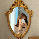 Vanity Mirrors Baroque Frame Mirror Gold Shield Wall Decorative Mirrors Plate Tray Make Up Mirror for Bedroom Home Decor