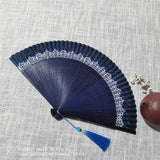 Retro Chinese Style Folding Fan Bamboo Wooden Silk Dance Fan with Tassel Female Wedding Party Performence Hand Held Fan Props